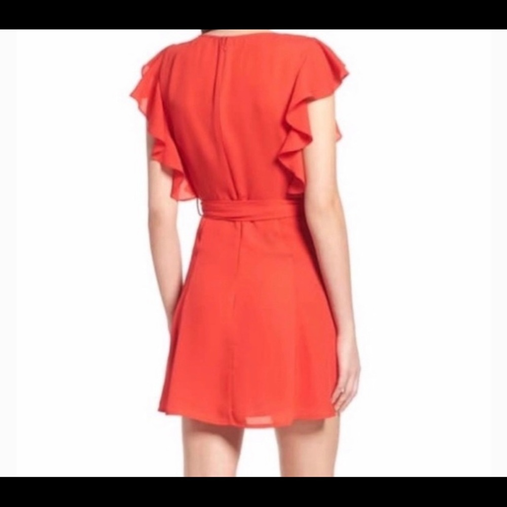 Socialite Red Ruffle Sleeve Mini Dress - Picture 2 of 4